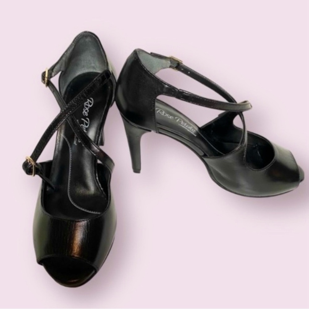 Rose Petals Lissa patent leather crossover heels Sz.7.5